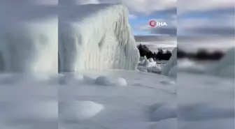 ABD'de göl kenarındaki kasaba tamamen buz tuttu