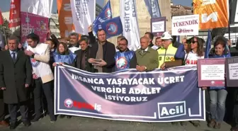 Kamu Çalışanları ve Emeklilerden 'Adil Bir Ücret ve Vergi Dilimi' Eylemi. Eğitim-İş Başkanı Özbay: 'Akp İktidarı ve Tüik Utanmasa Enflasyon Yok...
