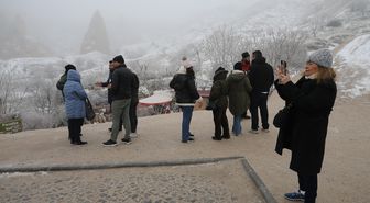 Kapadokya'da sis ve kırağı etkili oldu