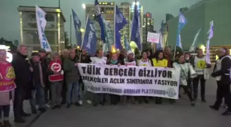 Kesk'ten İstanbul'da 'Tüik Gerçeği Gizliyor' Eylemi... Mehmet Bozgeyik: 'Asgari Ücretin Ortalama Ücret Hâline Getirildiği Bir Durumla Karşı...