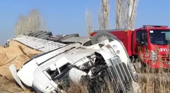 Konya'da devrilen kamyonun sürücüsü öldü