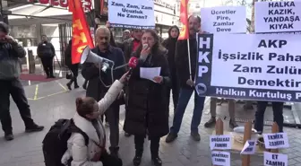 Hkp, Asgari Ücrete, Memur ve Emekli Maaşlarına Yapılan Zamları, Boş Tencerede Fatura Yakarak Protesto Etti