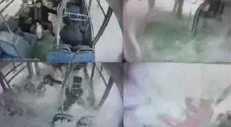 Baraja uçan otobüsün araç içi görüntüleri ortaya çıktı! Yolcuların can pazarı kamerada