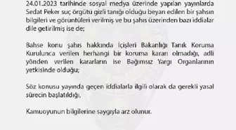 EGM'den 'Sedat Peker dosyasının gizli tanığı konuştu' iddialarına ilişkin açıklama