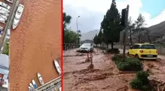 Sağanak ve fırtına Muğla'yı esir aldı! Marmaris Körfezi kahverengiye döndü