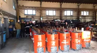 Tavşanlı GLİ işçileri depremzedeler için varil tipi soba üretiyor