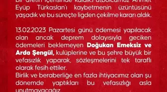 Yeni Malatyaspor: 'Bu vefasızlığı asla unutmayacağız'