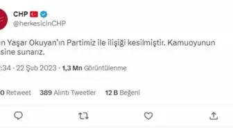 CHP: Yaşar Okuyan'ın partiyle ilişiği kesildi