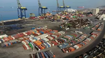 Yangının ardından İskenderun Limanı'ndaki ayrıştırma çalışmaları havadan görüntülendi