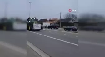 Brüksel'de çiftçilerden traktörlü protesto