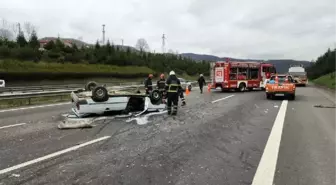 TIR'a çarpan otomobil takla attı: 2 yaralı