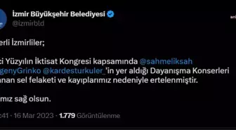 Depremden Etkilenen Yurttaşlar İçin İzmir Büyükşehir Belediyesi Tarafından Organize Edilen Dayanışma Konserleri Sel Fekaleti Nedeniyle Ertelendi