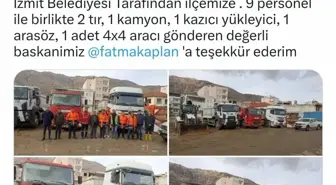 Adıyaman Tut Belediye Başkanı Kılıç'tan İzmit Belediye Başkanı Hürriyet' E Teşekkür
