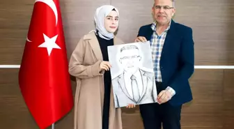 Nişan yüzüklerini takan Başkan Güler'e karakalem portre jesti