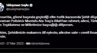 Bakan Soylu'dan Samsun'da kazada şehit olan polis memuru için başsağlığı mesajı