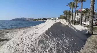 Bodrum'da sahile beyaz kum dökerek Maldivlere benzetmeye çalıştılar