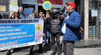 SGK emekçileri, talepleri için Fatih Unkapanı SGK binası önünde protestoda bulundu