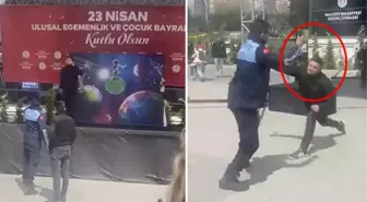 Maltepe'de 23 Nisan kutlamalarında korku dolu anlar! Elindeki bıçağı sağa sola savurdu