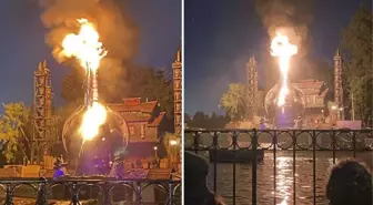 Disneyland'da yangın paniği! Gösteri sırasında alevlerin yükselmesi korku dolu anlar yaşattı