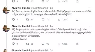 Canikli: İngiliz finans sisteminin Türkiye'ye 300 milyar dolar göndermesi mümkün değil