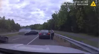 Virginia'da trafik kontrolü yapan polis memuru kıl payı kurtuldu