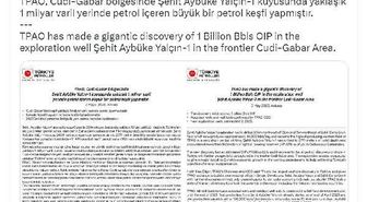 TPAO'dan Cudi-Gabar'da 1 Milyar Varil Petrol Keşfi Açıklaması