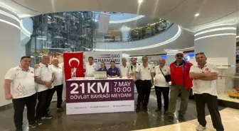 Erzurumlu maratoncular Bakü'de koştu