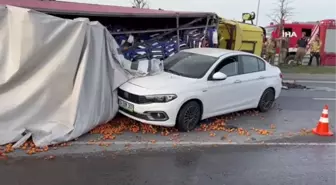 Başakşehir'de kontrolden çıkan tır otomobilin üzerine devrildi: 2 yaralı