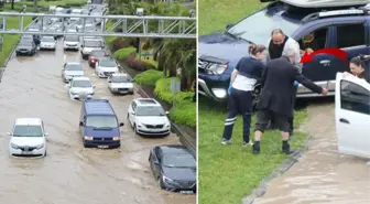 Selin vurduğu Samsun'da karayolu göle döndü! Paçaları sıvayanlar arasında belediye genel sekreteri de vardı