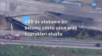 ABD'de otobanın bir bölümü çöktü uzun araç kuyrukları oluştu