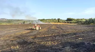 Kuşadası'nda Buğday Tarlasında Yangın