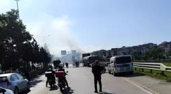 Samsun'da Kömür Yüklü Tırda Yangın Çıktı