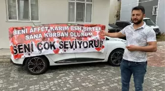 Samsun'da sokakta romantik afiş şaşkınlığı