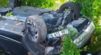 İnegöl'de kaza: Cipin çarptığı otomobil takla attı, 4 yaralı