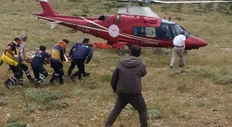 Konya'da Dağda Baygınlık Geçiren Kişi Ambulans Helikopterle Hastaneye Kaldırıldı