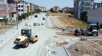 Çorlu'da kilit taşı ve kaldırım çalışmaları devam ediyor