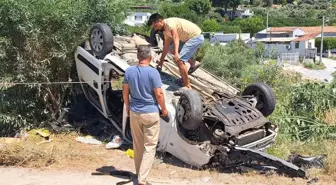 Aydın'da trafik kazası: Araç şarampole yuvarlandı