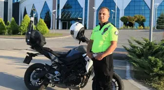 Samsun'da hız yapan motosikletli gence trafik polisinin uyarısı