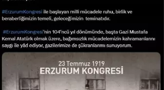 Adalet Bakanı Yılmaz Tunç, Erzurum Kongresi'ni Anma Mesajı Yayınladı