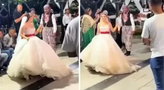 Görüntü Türkiye'den! Damada tasma taktı, Salako müziğiyle bütün salonu gezdirdi