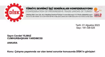 Disk, Cumhurbaşkanı Yardımcısı Yılmaz ile Görüştü, Gündem Asgari Ücret: 'Türkiye'nin Asgari Ücretle Geçinenler Ülkesi Olmaktan Çıkması İçin Ücretler...