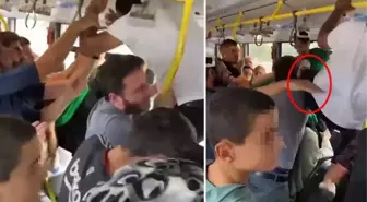 Metrobüste yer verme nedeniyle çıkan kavgada uçan tekme