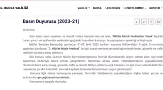 Nilüfer Müzik Festivali Bursa Valiliği'nin yasak kararıyla iptal edildi