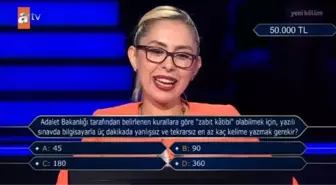 Adalet Bakanlığı tarafından belirlenen kurallara göre 'zabıt kâtibi'... Kim Milyoner Olmak İster 22 Ağustos Sorusu Cevabı Nedir? 50 Bin TL'lik soru!