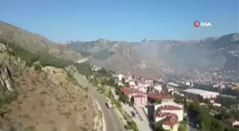 Amasya'da Harşena Kalesi Yakınındaki Ormanlık Alanda Yangın Çıktı