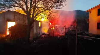 Kastamonu'nun Araç ilçesinde çıkan yangında ev, samanlık, ahır, garaj ve traktör römorku zarar gördü