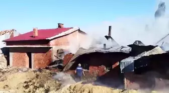 Köyde çıkan yangında iki ev kullanılamaz hale geldi