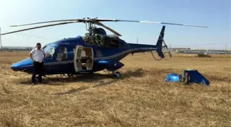 Özel Firmaya Ait Helikopter Tarlaya Zorunlu İniş Yaptı