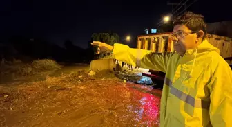 Aydın'ın Karpuzlu ilçesinde sağanak nedeniyle dereler taştı