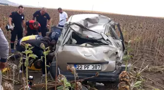 Edirne'de Kontrolden Çıkan Otomobil Ayçiçeği Tarlasına Uçtu: 1 Ölü, 2 Yaralı